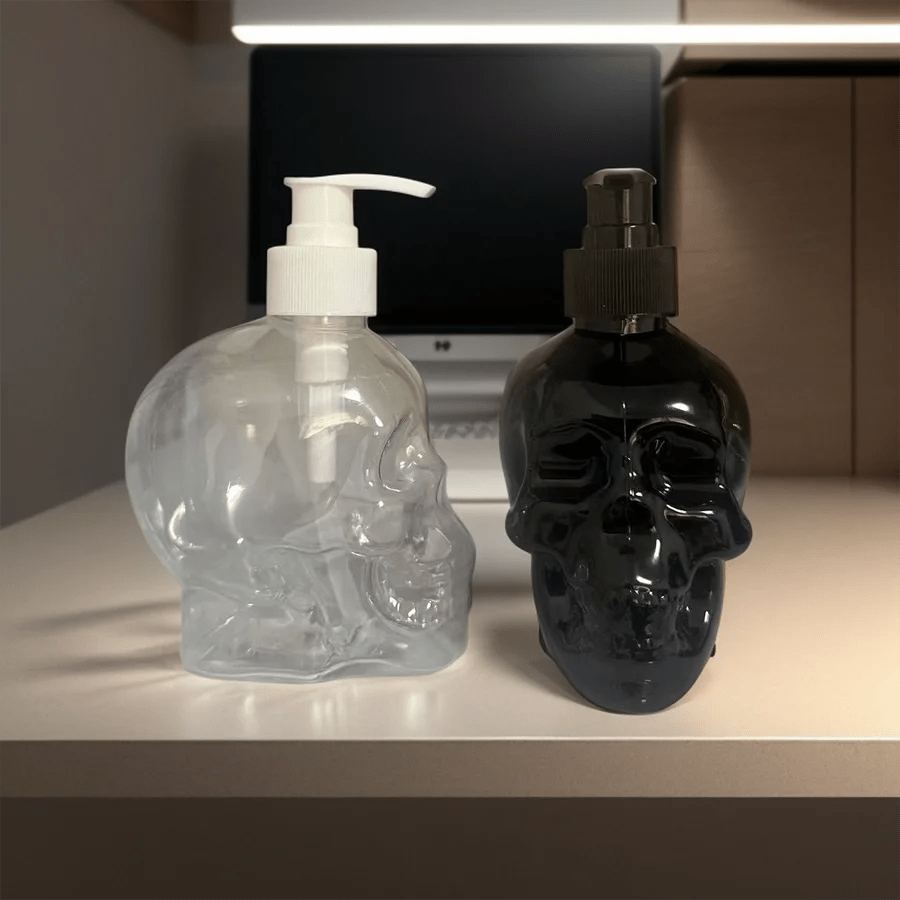 Skull Design Soap Dispenser 11.83oz Empty Refillable Shampoo Lotion Hand Sanitizer Container Bottle Halloween Decoration - drollido
