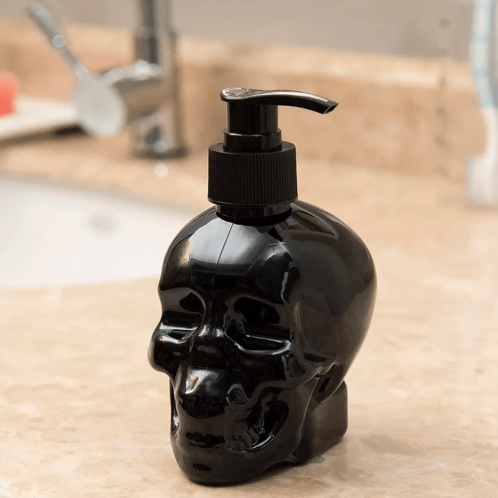 Skull Design Soap Dispenser 11.83oz Empty Refillable Shampoo Lotion Hand Sanitizer Container Bottle Halloween Decoration - drollido