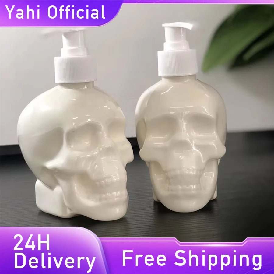 Skull Design Soap Dispenser 11.83oz Empty Refillable Shampoo Lotion Hand Sanitizer Container Bottle Halloween Decoration - drollido