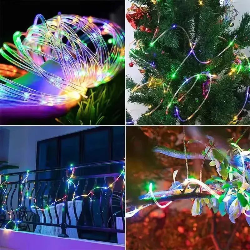 Solar Rope Strip Light Outdoor Waterproof LED Fairy Light Strings Christmas Decor for Garden Lawn Tree Yard Fence Xmas Decor - drollido