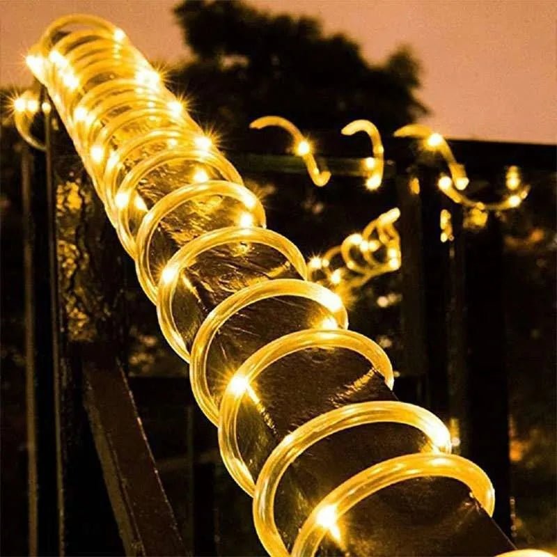 Solar Rope Strip Light Outdoor Waterproof LED Fairy Light Strings Christmas Decor for Garden Lawn Tree Yard Fence Xmas Decor - drollido