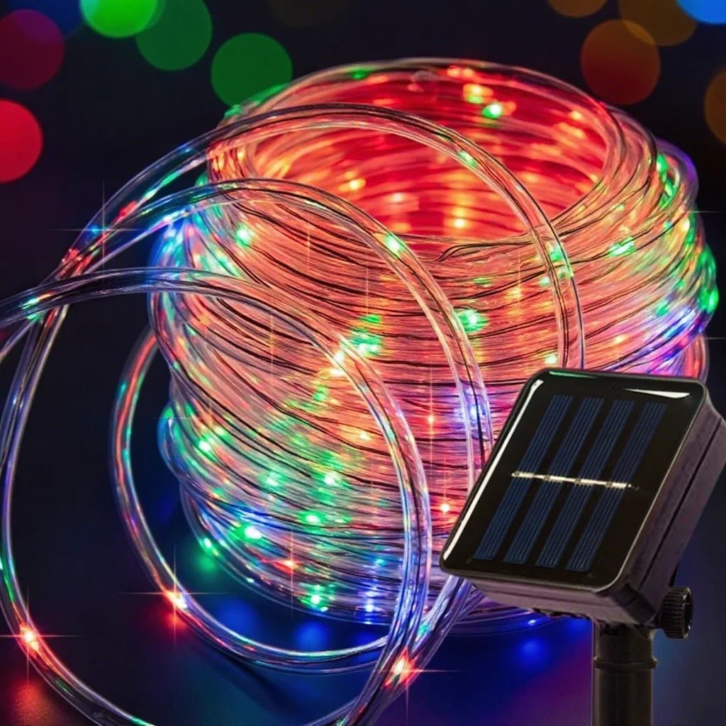 Solar Rope Strip Light Outdoor Waterproof LED Fairy Light Strings Christmas Decor for Garden Lawn Tree Yard Fence Xmas Decor - drollido