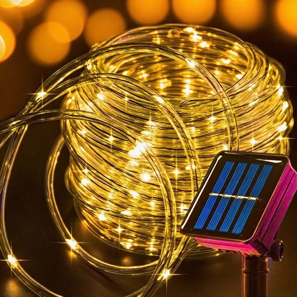 Solar Rope Strip Light Outdoor Waterproof LED Fairy Light Strings Christmas Decor for Garden Lawn Tree Yard Fence Xmas Decor - drollido