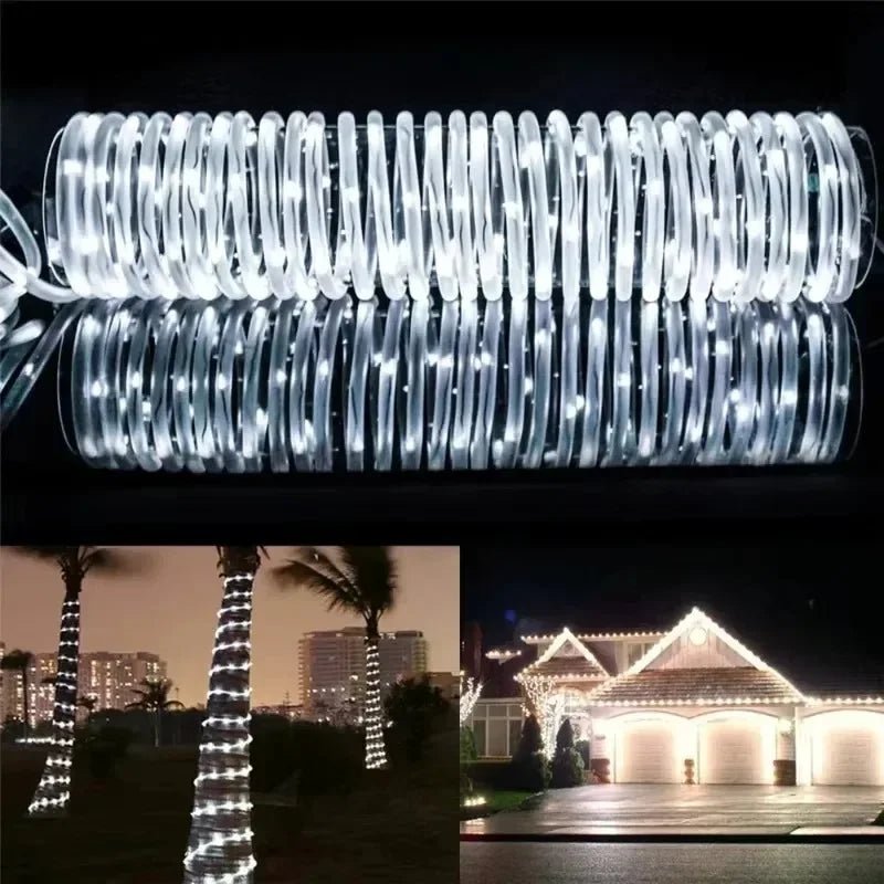 Solar Rope Strip Light Outdoor Waterproof LED Fairy Light Strings Christmas Decor for Garden Lawn Tree Yard Fence Xmas Decor - drollido
