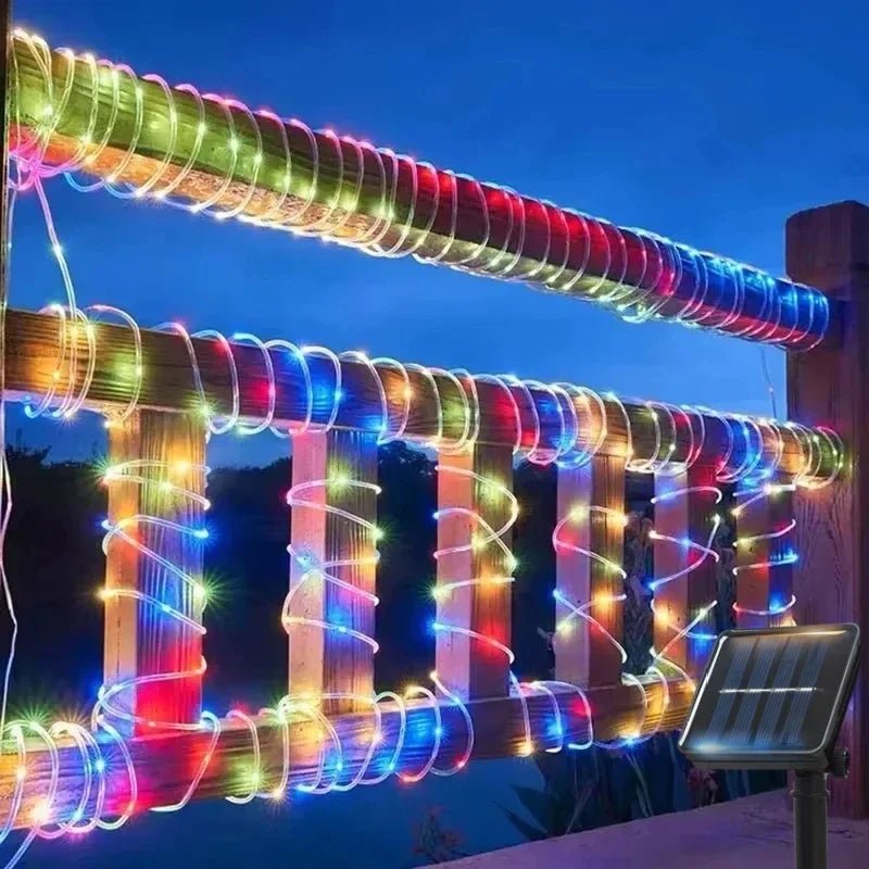 Solar Rope Strip Light Outdoor Waterproof LED Fairy Light Strings Christmas Decor for Garden Lawn Tree Yard Fence Xmas Decor - drollido
