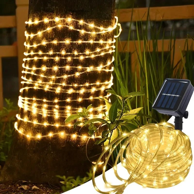 Solar Rope Strip Light Outdoor Waterproof LED Fairy Light Strings Christmas Decor for Garden Lawn Tree Yard Fence Xmas Decor - drollido