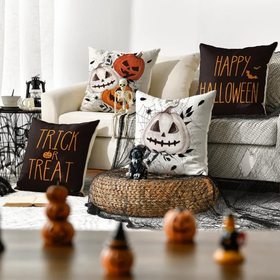 Spooky Pumpkins and Festive Phrases: Halloween Pillowcases for a Chilling Decor! Sofa cushion cover gift - drollido