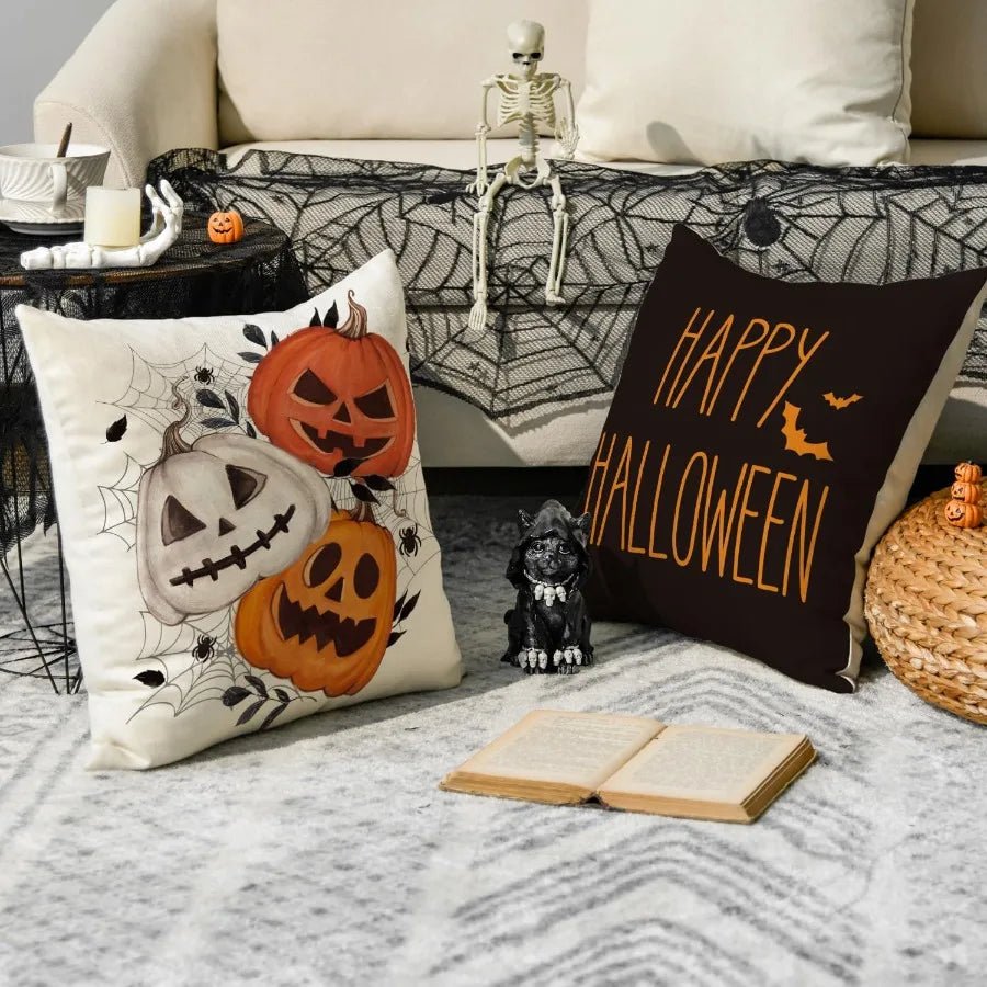 Spooky Pumpkins and Festive Phrases: Halloween Pillowcases for a Chilling Decor! Sofa cushion cover gift - drollido