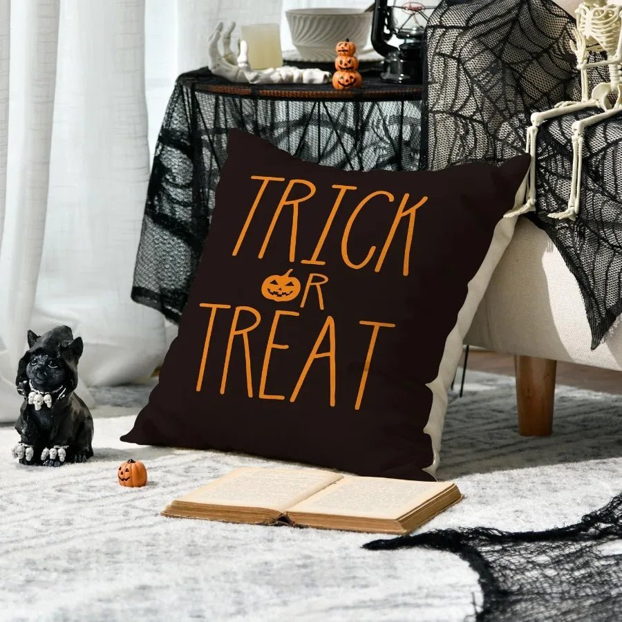 Spooky Pumpkins and Festive Phrases: Halloween Pillowcases for a Chilling Decor! Sofa cushion cover gift - drollido