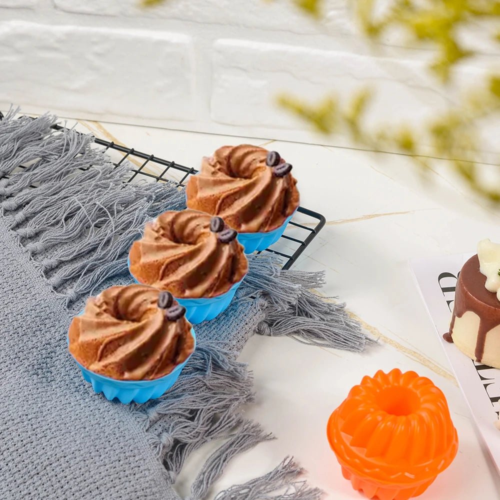 Stampo per torta da forno in silicone da 6 pezzi Stampo per torta ad alta temperatura e facile da rilasciare Stampo per torta in chiffon a spirale piccola Dolcetti di Halloween - drollido