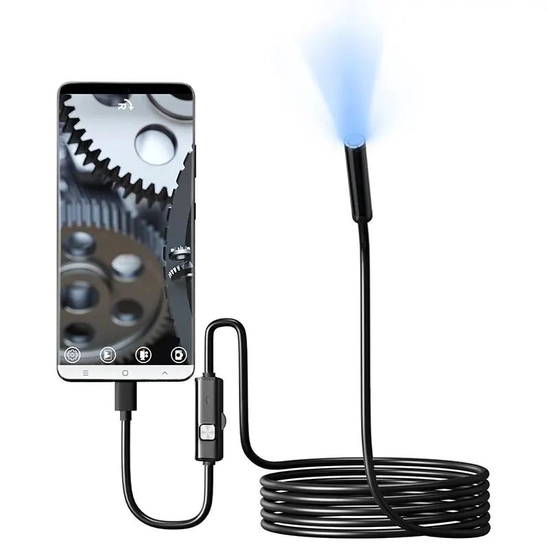 Telecamera per endoscopio TYPE - C da 7,0 mm IP67 Impermeabile 6 LED USB regolabile Android Telecamere per boroscopio di ispezione flessibili per PC telefonico - drollido