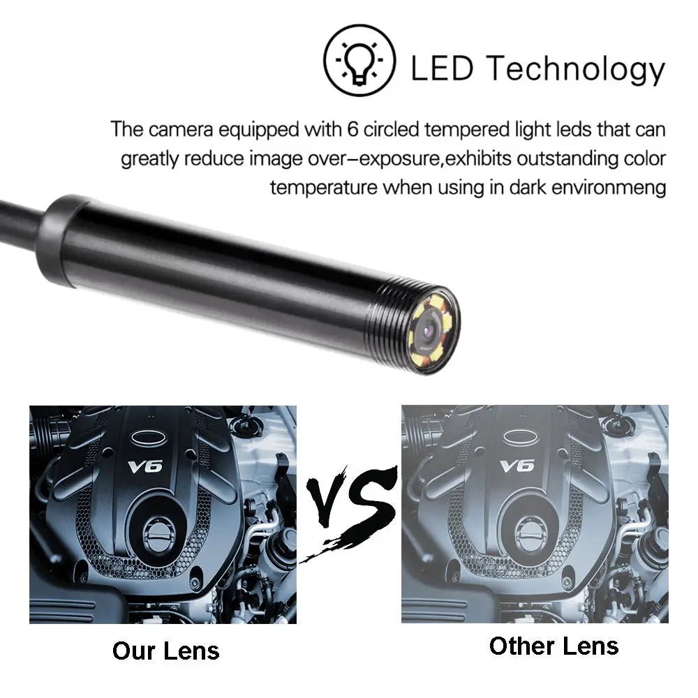 Telecamera per endoscopio TYPE - C da 7,0 mm IP67 Impermeabile 6 LED USB regolabile Android Telecamere per boroscopio di ispezione flessibili per PC telefonico - drollido