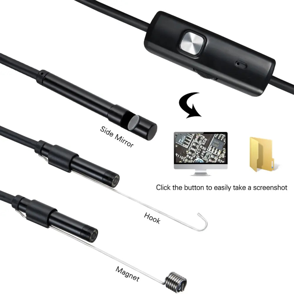 Telecamera per endoscopio TYPE - C da 7,0 mm IP67 Impermeabile 6 LED USB regolabile Android Telecamere per boroscopio di ispezione flessibili per PC telefonico - drollido