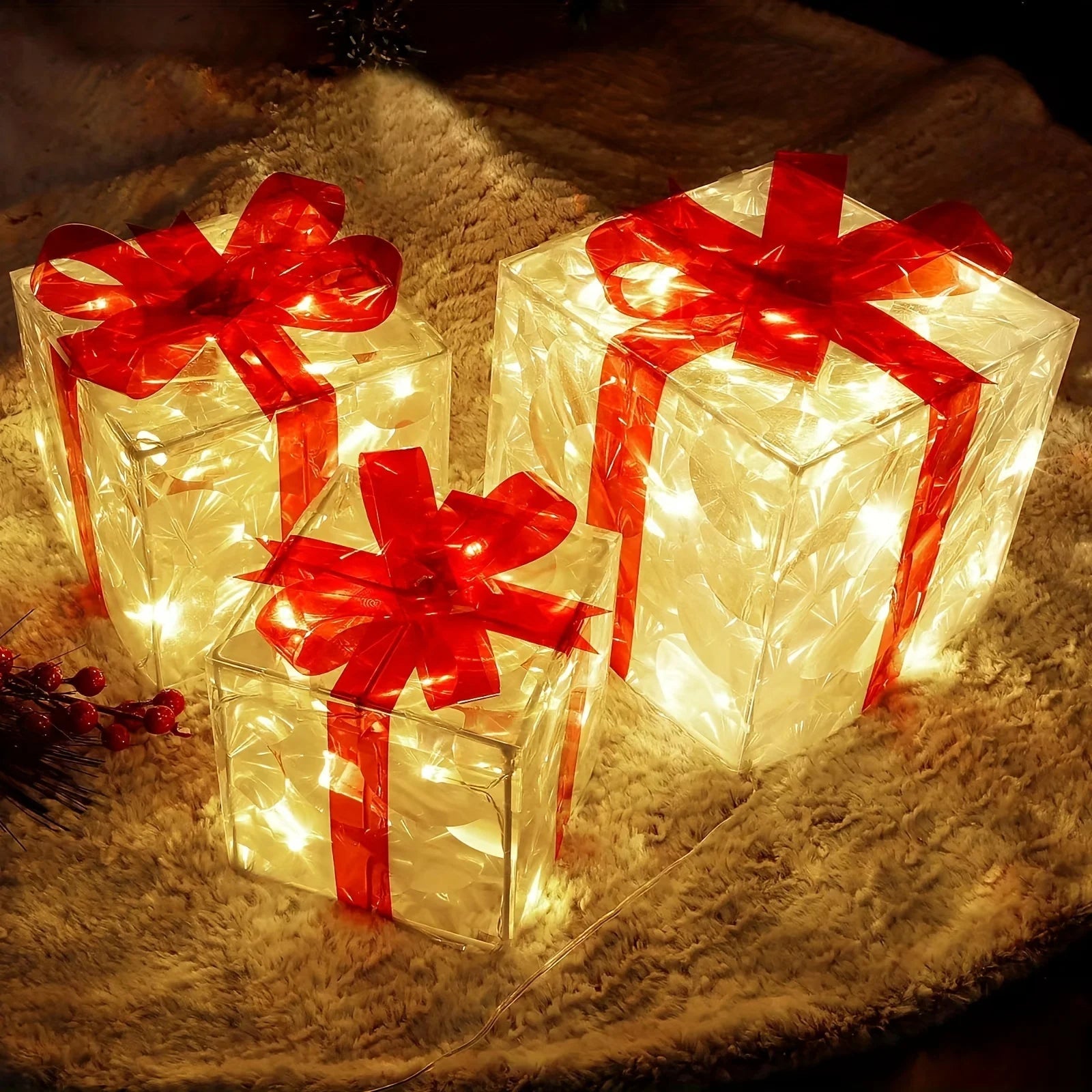Three Sets Of Christmas Luminous And Exquisite Decorative Lights, Detachable Gift Box And Lighting Fixture,Christmas Decorations - drollido
