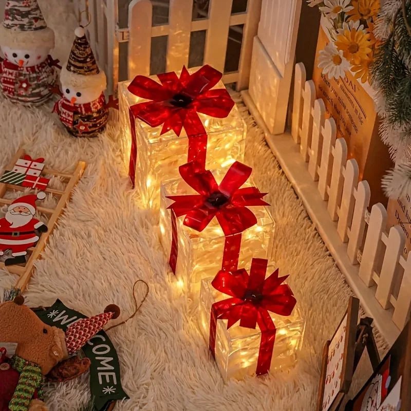 Three Sets Of Christmas Luminous And Exquisite Decorative Lights, Detachable Gift Box And Lighting Fixture,Christmas Decorations - drollido