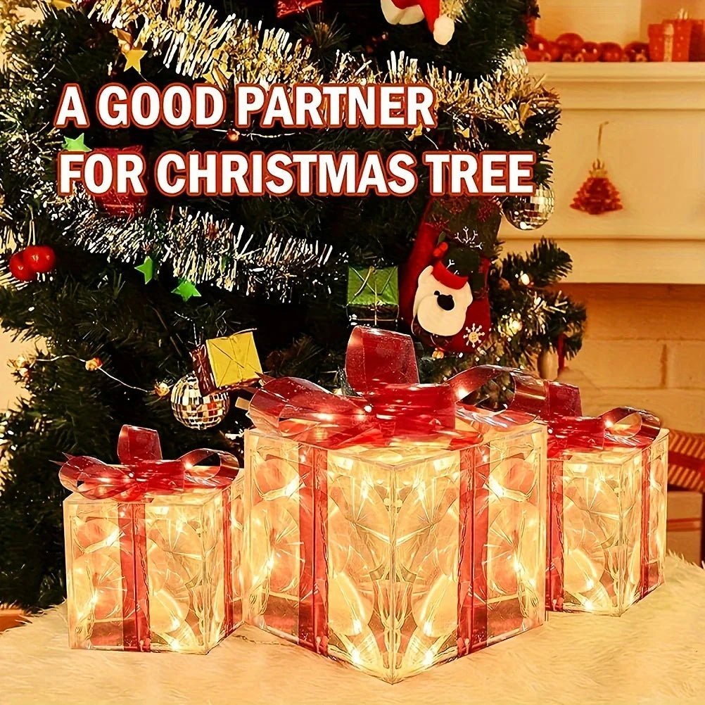 Three Sets Of Christmas Luminous And Exquisite Decorative Lights, Detachable Gift Box And Lighting Fixture,Christmas Decorations - drollido