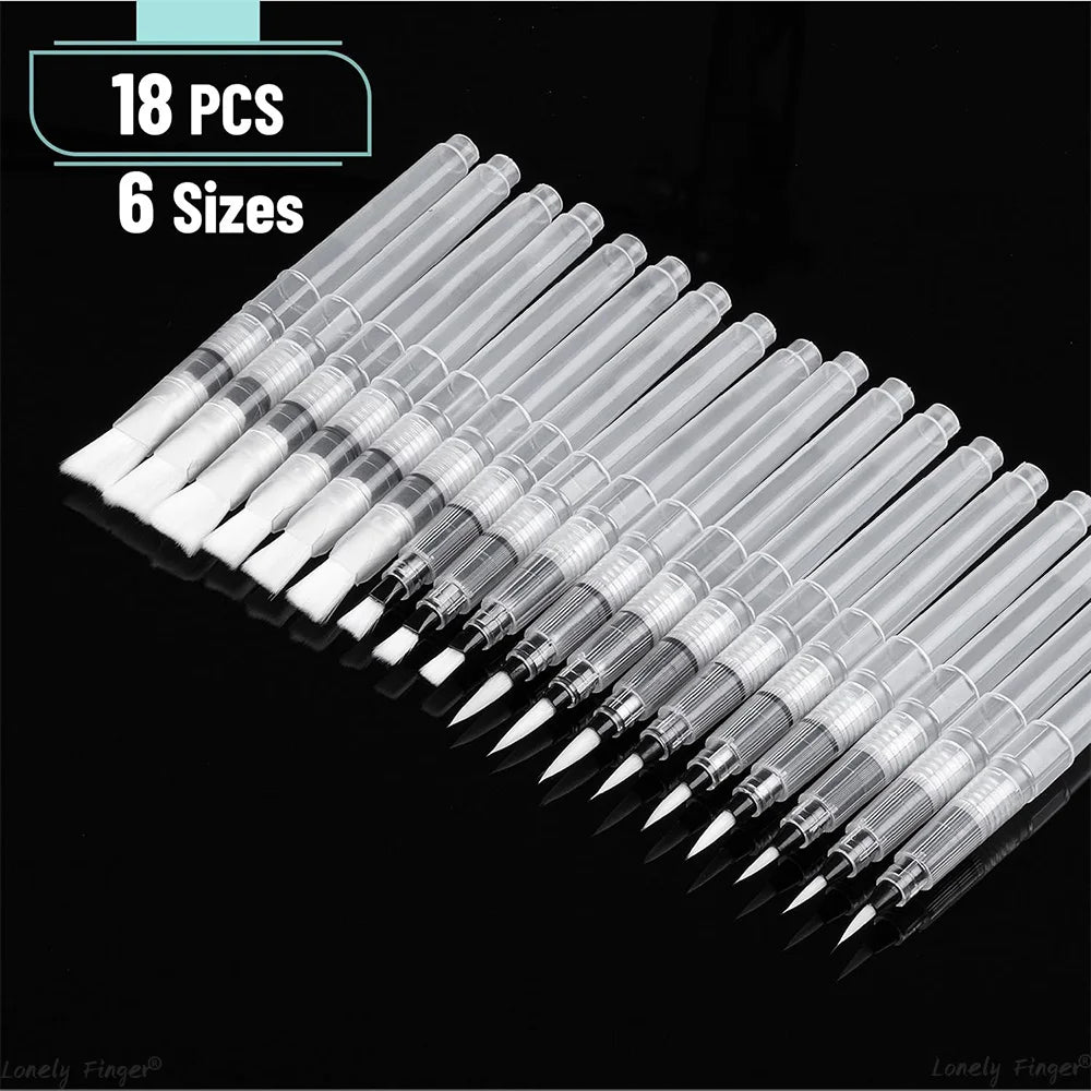 Watercolor Brush Pens, 6/12/18 pcs, Water Brush for Watercolor, Water Color Pen, Watercolor Paint Pens, Refillable Watercolor - drollido