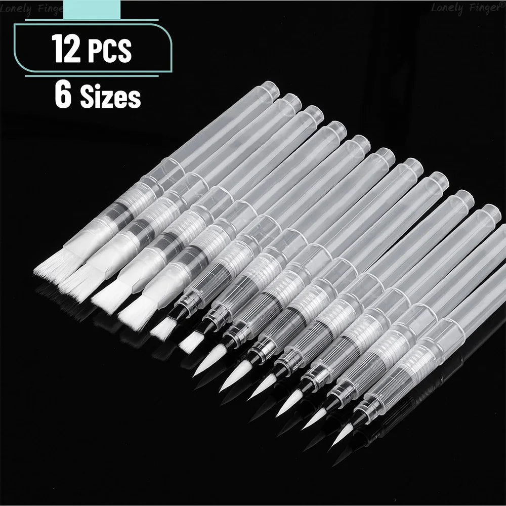 Watercolor Brush Pens, 6/12/18 pcs, Water Brush for Watercolor, Water Color Pen, Watercolor Paint Pens, Refillable Watercolor - drollido