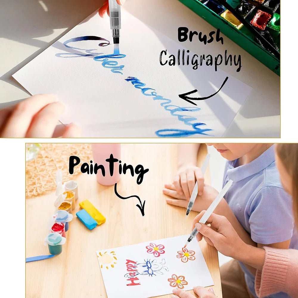 Watercolor Brush Pens, 6/12/18 pcs, Water Brush for Watercolor, Water Color Pen, Watercolor Paint Pens, Refillable Watercolor - drollido
