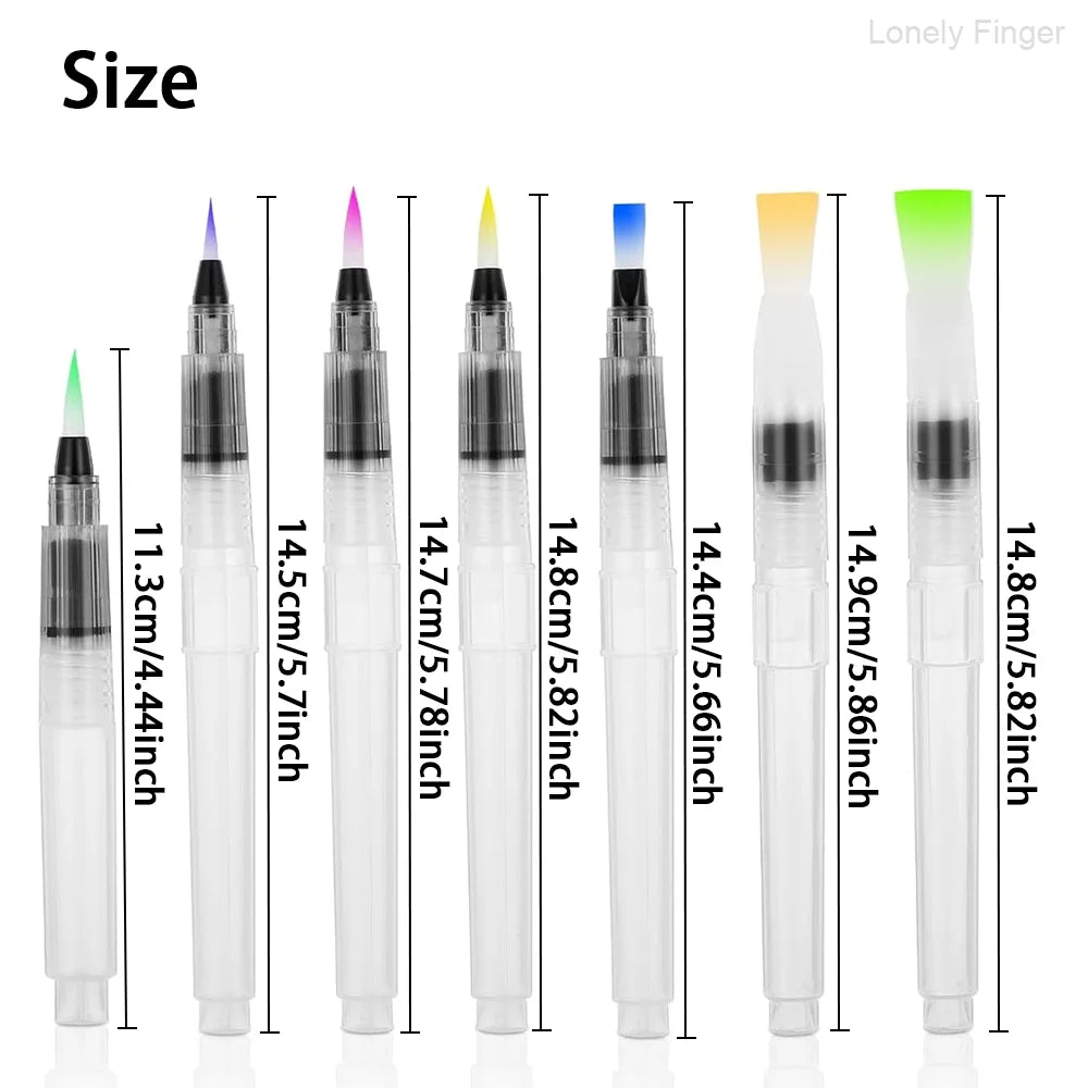 Watercolor Brush Pens,7/14 pcs Water Brush Pens for Watercolor,Refillable Paint Pens for Painting Markers, Water Soluble Pigment - drollido