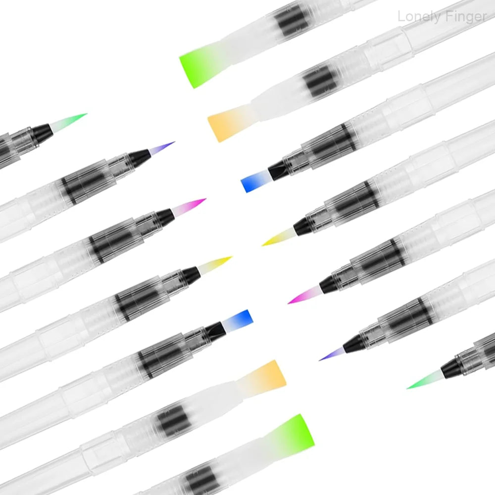 Watercolor Brush Pens,7/14 pcs Water Brush Pens for Watercolor,Refillable Paint Pens for Painting Markers, Water Soluble Pigment - drollido