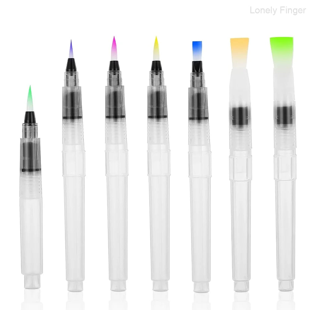 Watercolor Brush Pens,7/14 pcs Water Brush Pens for Watercolor,Refillable Paint Pens for Painting Markers, Water Soluble Pigment - drollido