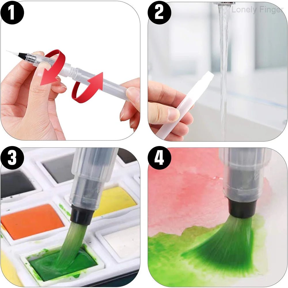 Watercolor Brush Pens,7/14 pcs Water Brush Pens for Watercolor,Refillable Paint Pens for Painting Markers, Water Soluble Pigment - drollido