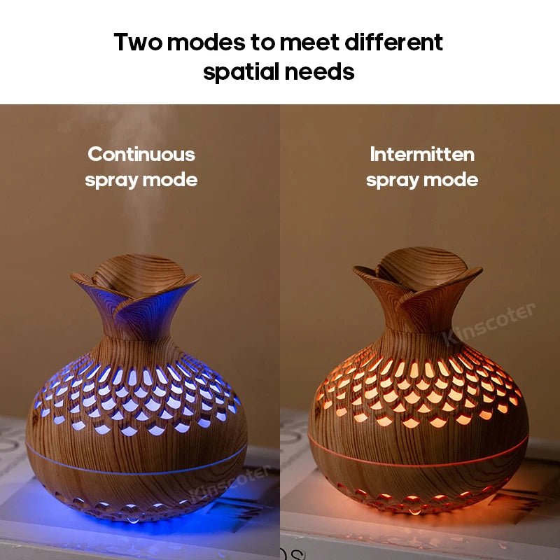 Woodgrain Ultrasonic Air Humidifier USB Water Mist Sprayer H2O 300ml Mini Portable Desktop Aroma Diffuser Purifier - drollido